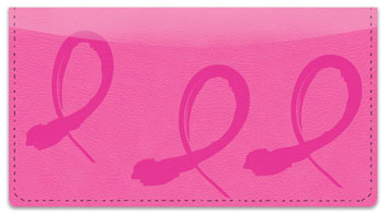 Pink Ribbon Brushstrokes Checkbook Cover