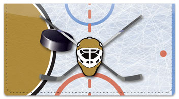 Black & Gold Hockey Checkbook Cover