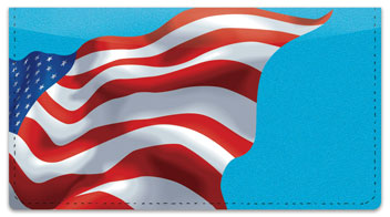 Waving US Flag Checkbook Cover