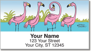 Scrivan Flamingos Address Labels
