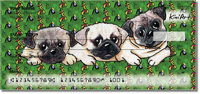 Cartoon Pug Series Checks