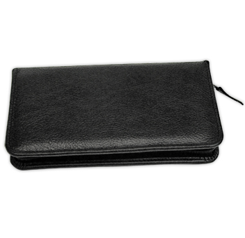 Black Leather Checkbook Cover with Zipper